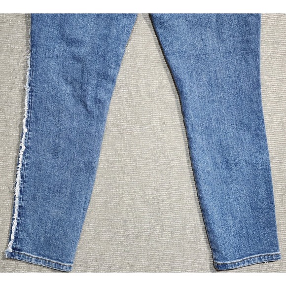 Loft Outlet High Rise Skinny Petite Jeans Blue Fringed Side Stripe 6P NEW - Picture 7 of 11